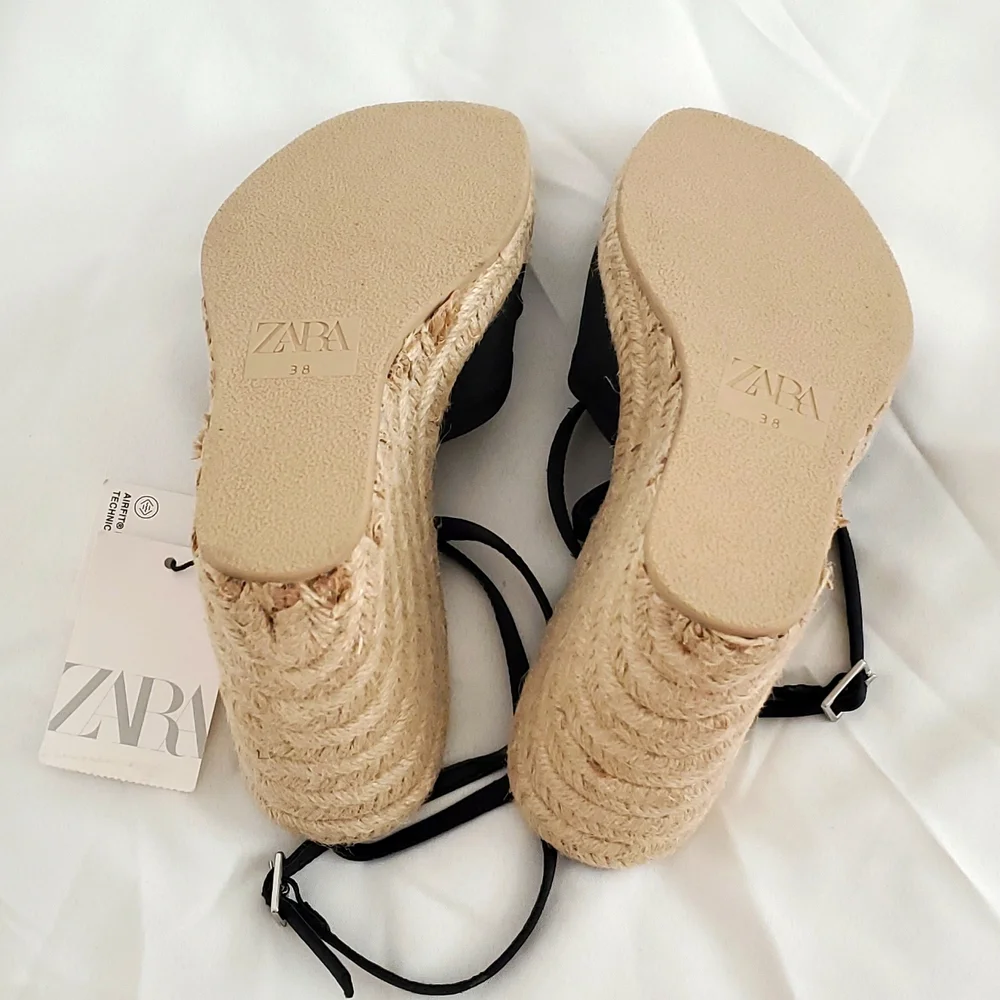 Zara Satin Effect Wedge Sandals